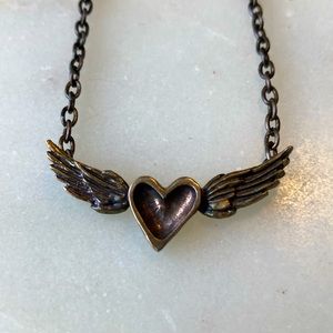 Rare BC designer Signature Heart with Wings necklace